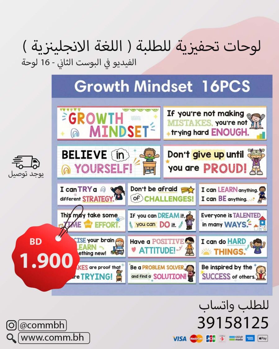 16pcs Growth Mindset Classroom Posters